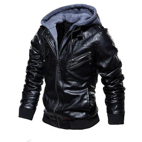 Chaqueta de Hombre de Cuero con Capucha Desmontable – Estilo Auténtico y Versátil